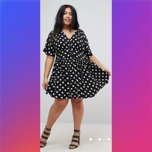 ASOS CURVE Casual Mini Tea Dress In Washed Spot
